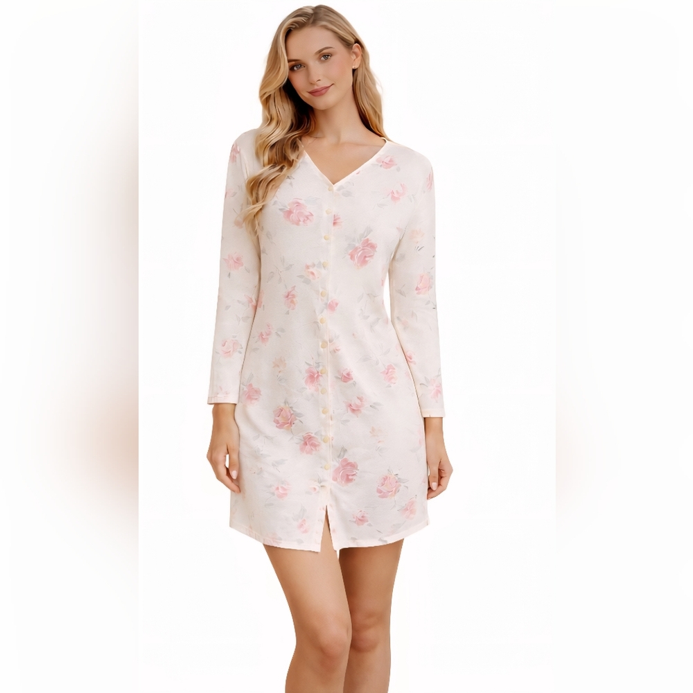 La Perla Joelle Floral Ribbed chemise Cotton Modal blend made in Italy Size 2